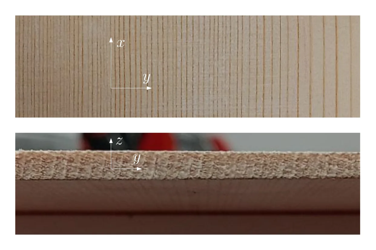 Quarter-sawn spruce board showing grain direction along the surface and cross-section